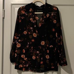 ZARA Sheer Floral Blouse
